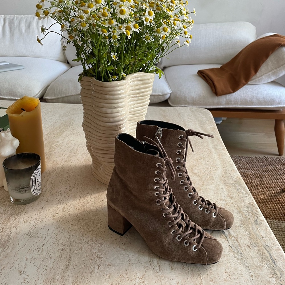 Uterque brown suede boots with lace size 5/35